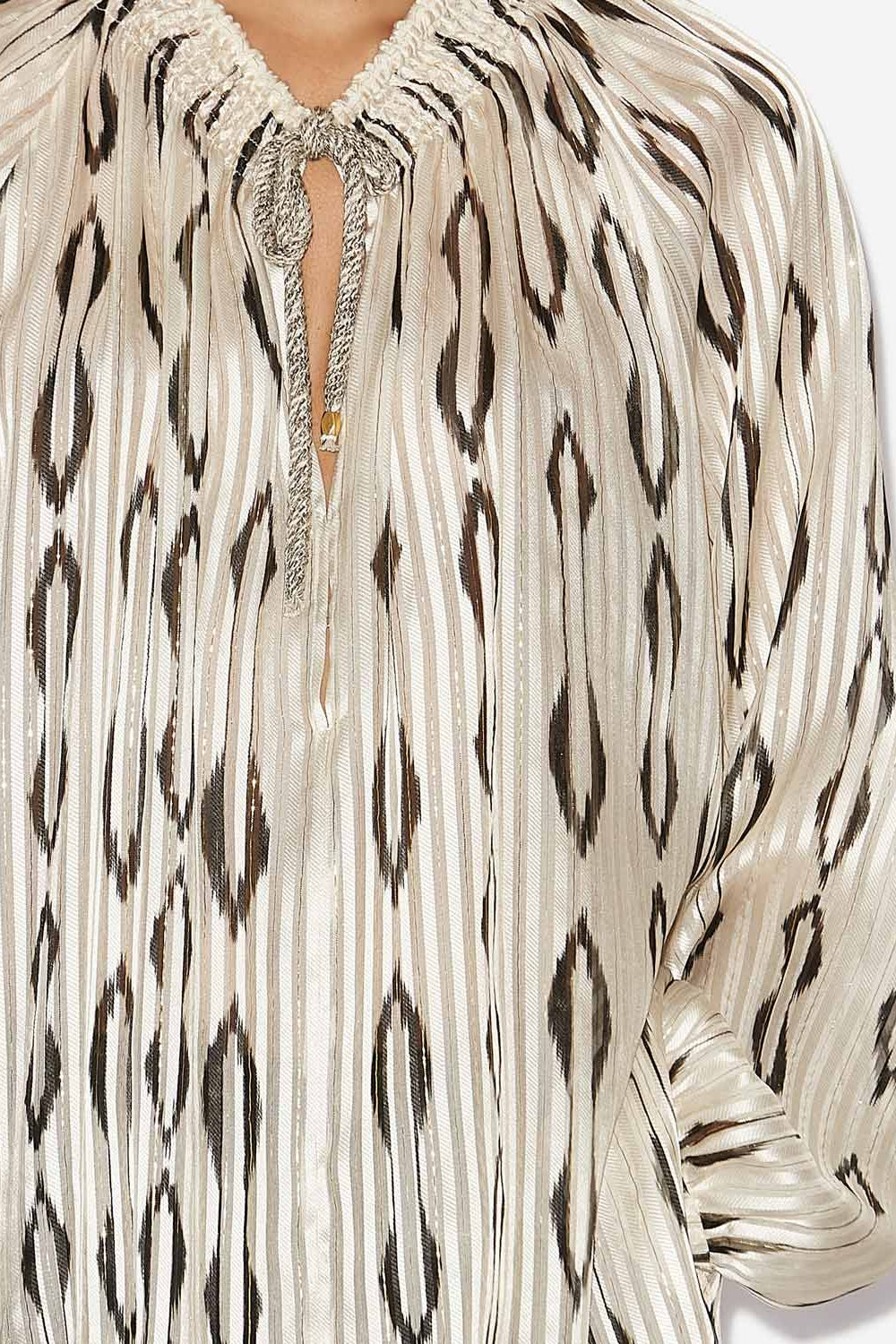 Syra graphic pattern silk blouse - Black and ecru - Woman - 3