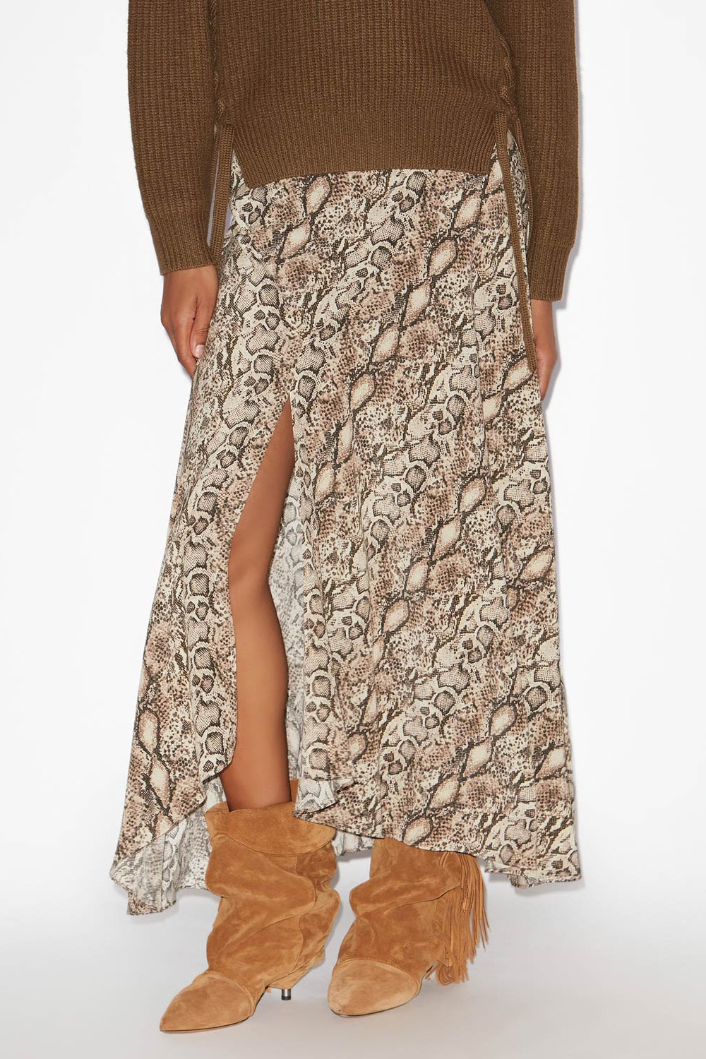 Sakura long printed silk skirt - Natural - Woman - 4