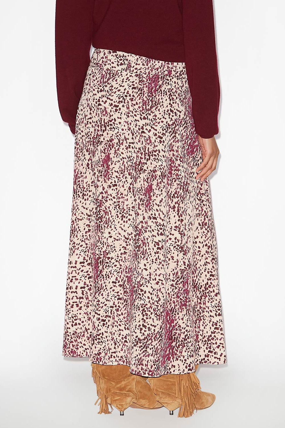 Sakura long printed silk skirt - Purple-ecru - Woman - 5