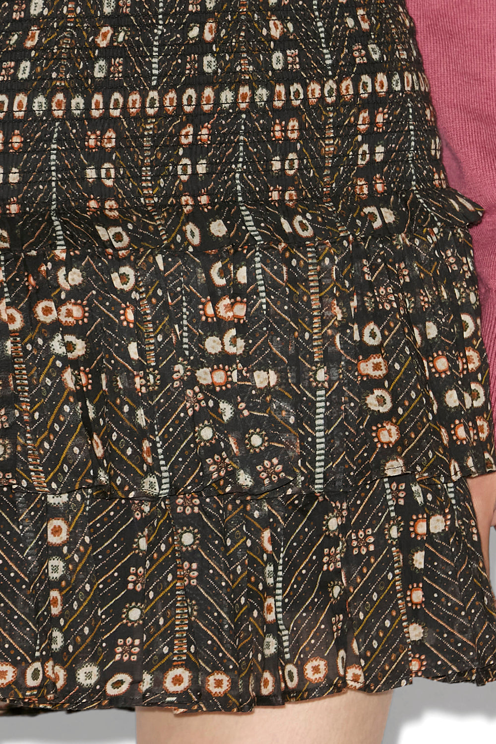 Naomi printed smocked cotton voile skirt - Black - Woman - 3