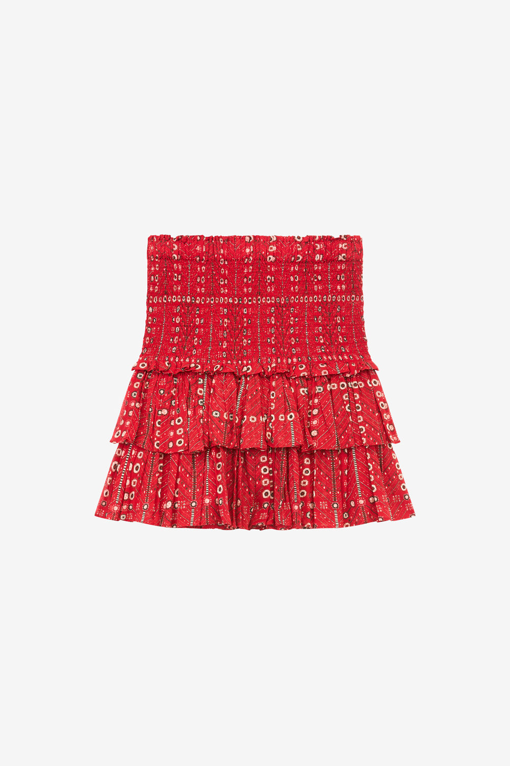 Naomi printed smocked cotton voile skirt - Red - Woman - 1