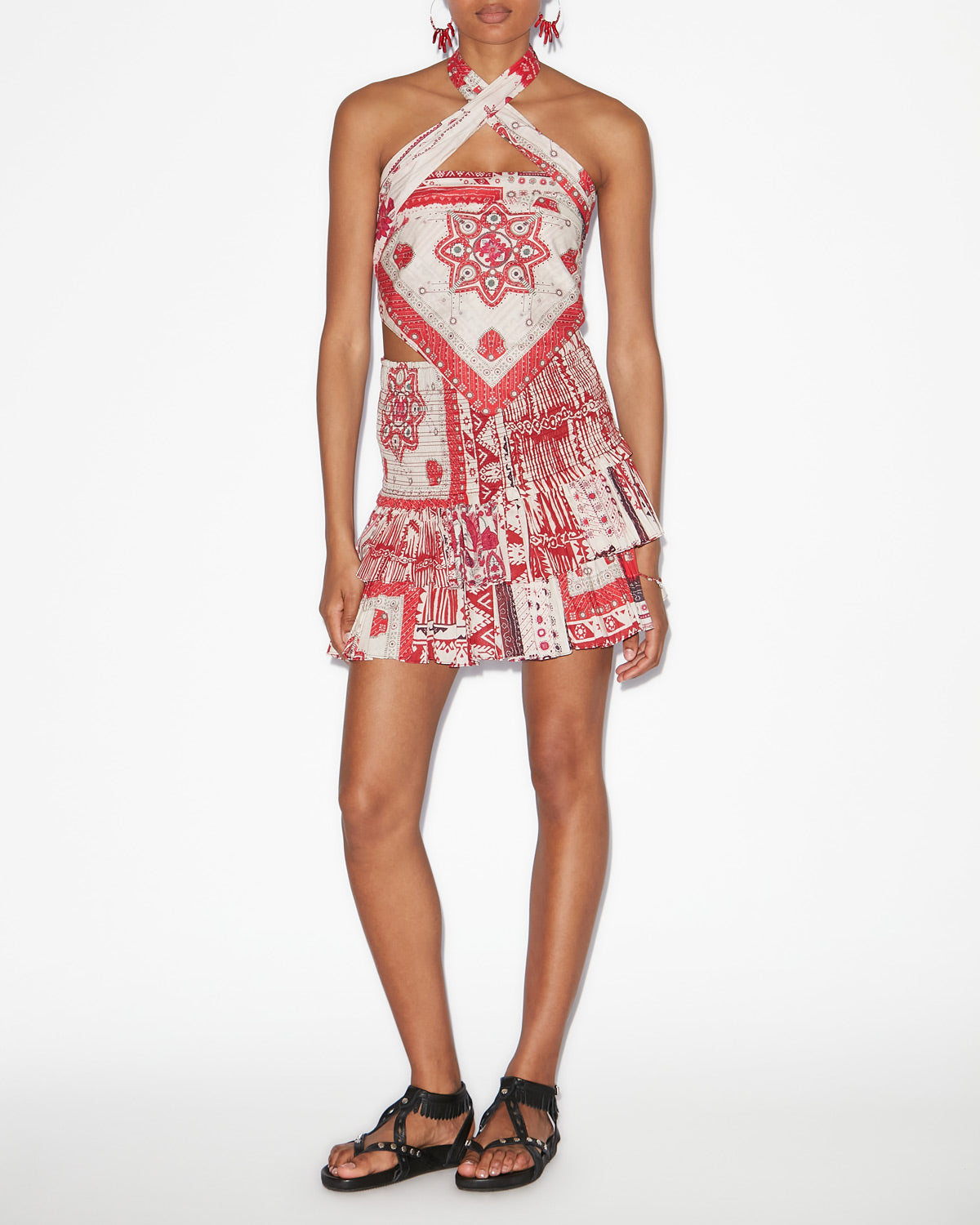 Naomi skirt Woman Red and ecru 4