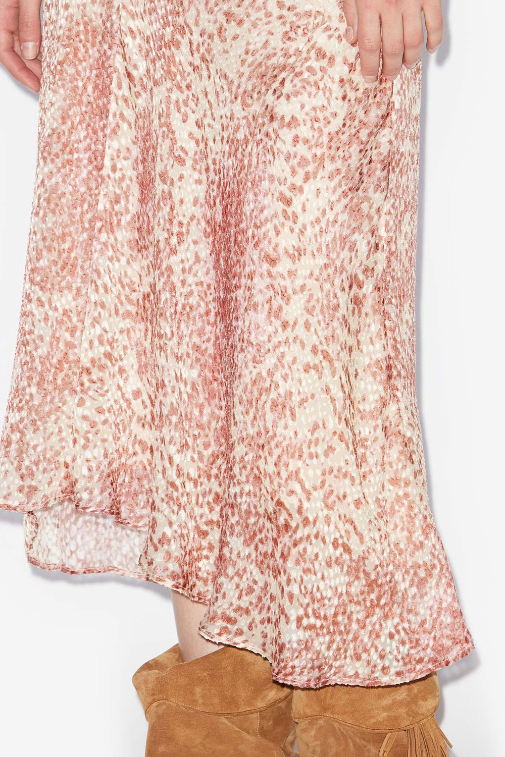 Lisanne burnout velvet midi skirt - Light red/ecru - Woman - 3