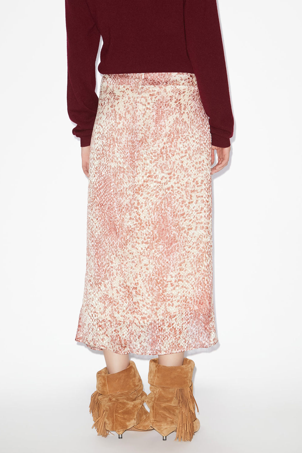 Lisanne burnout velvet midi skirt - Light red/ecru - Woman - 5