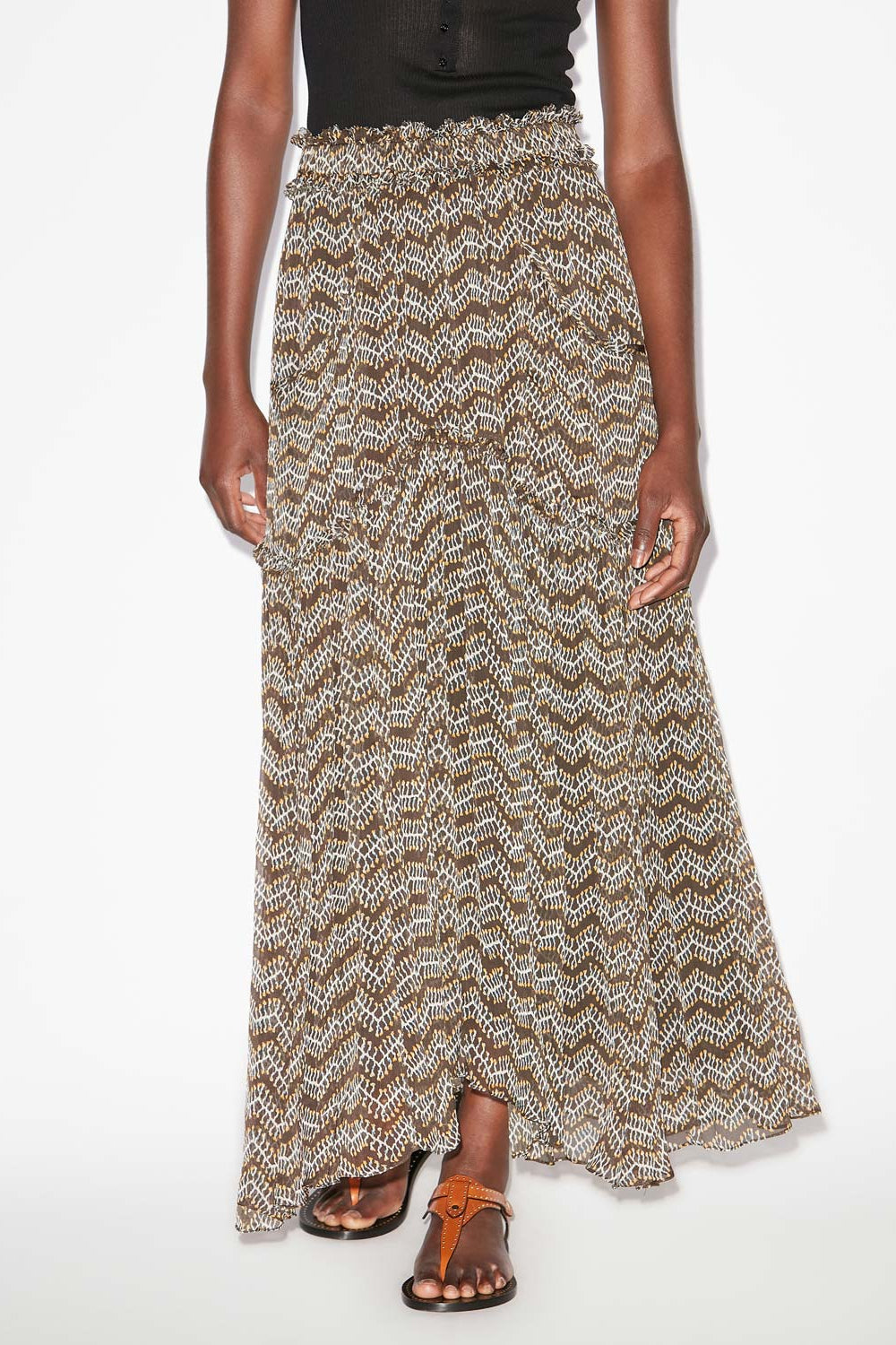 Veronique long gathered muslin skirt - Black - Woman - 4