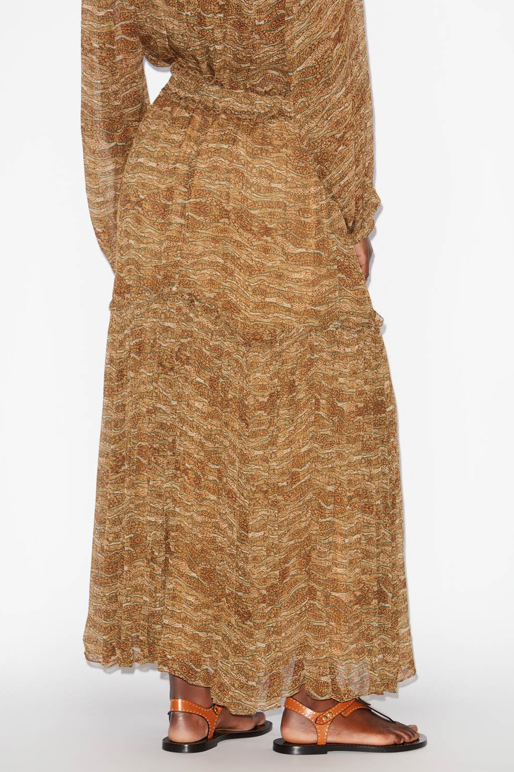 Veronique long gathered muslin skirt - Khaki - Woman - 5