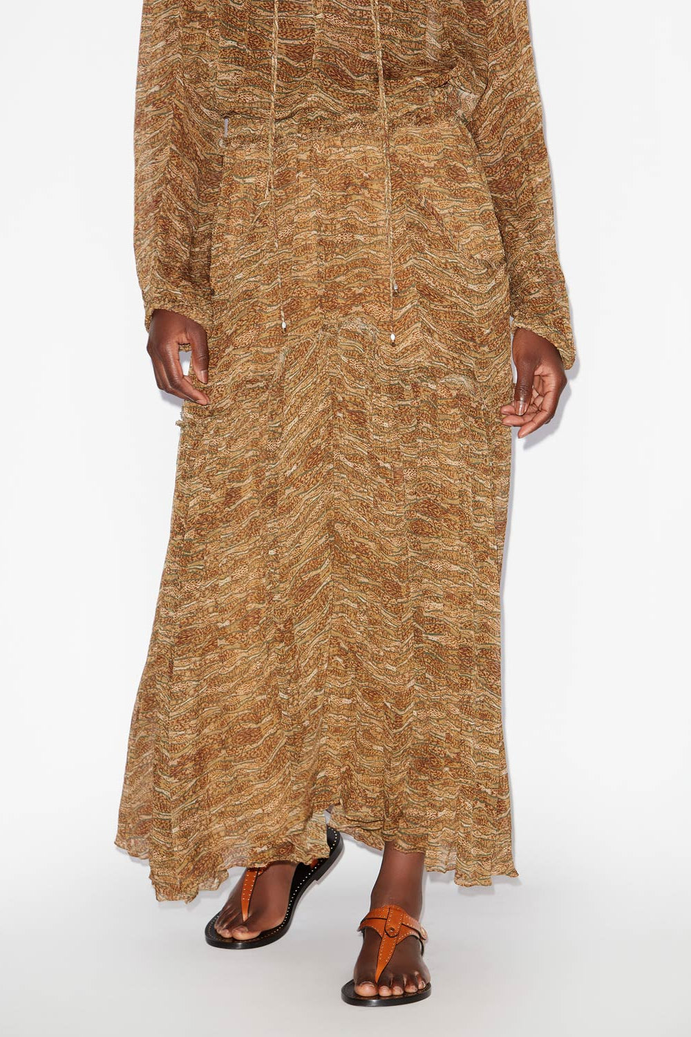 Veronique long gathered muslin skirt - Khaki - Woman - 4