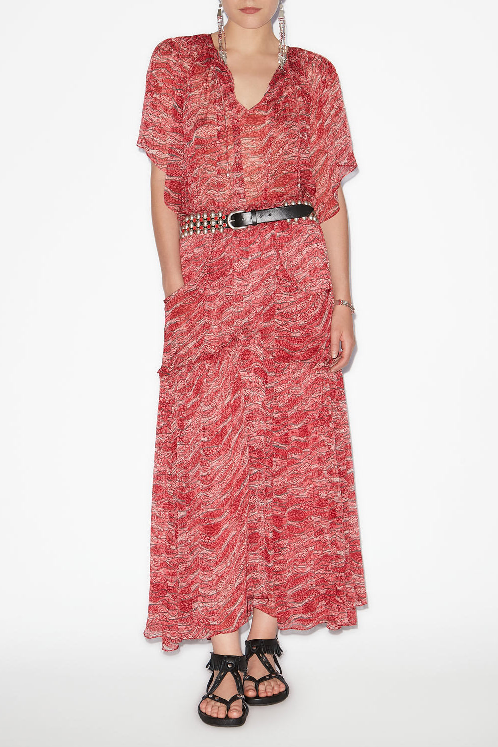 Veronique long gathered muslin skirt - Red - Woman - 2