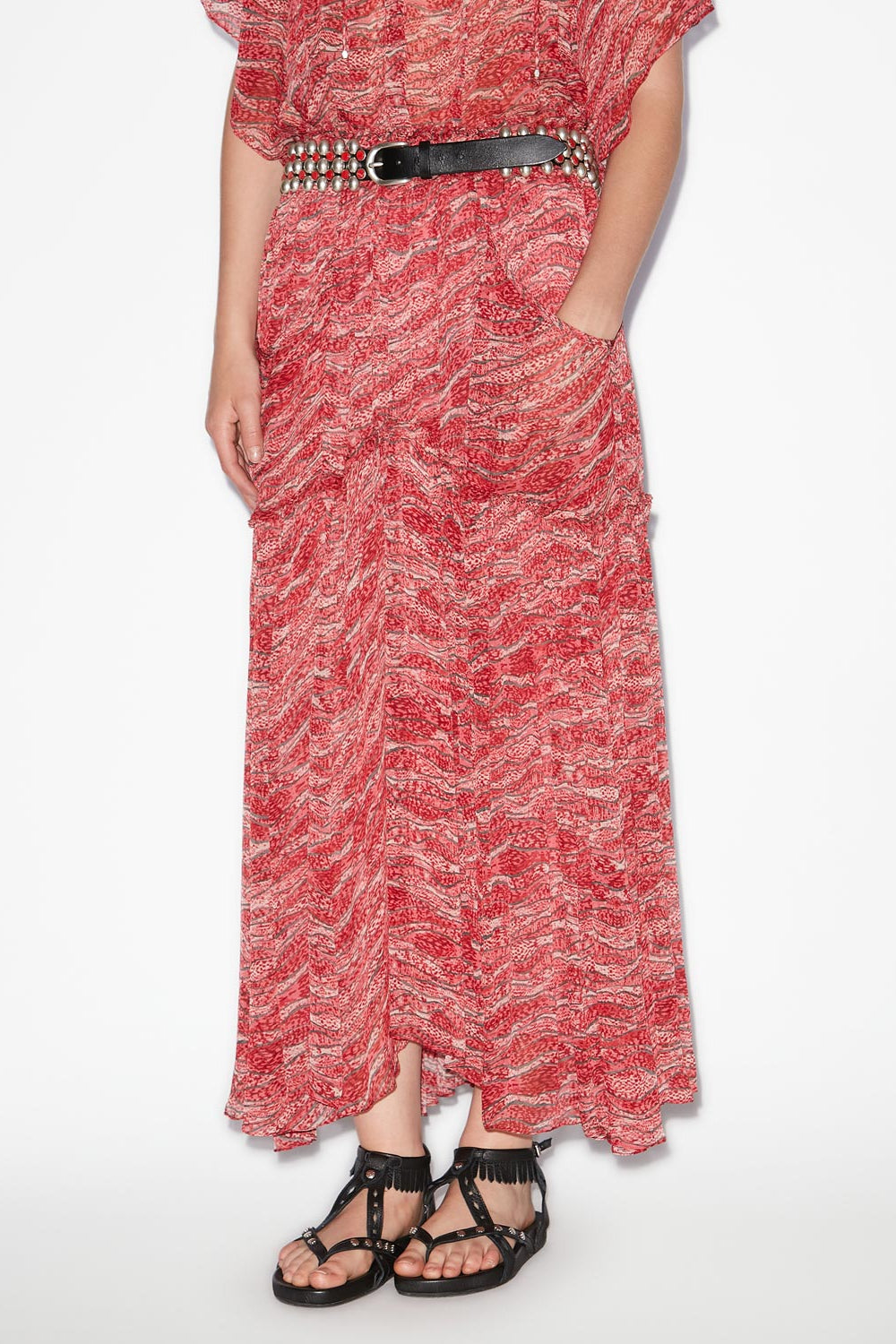 Veronique long gathered muslin skirt - Red - Woman - 4