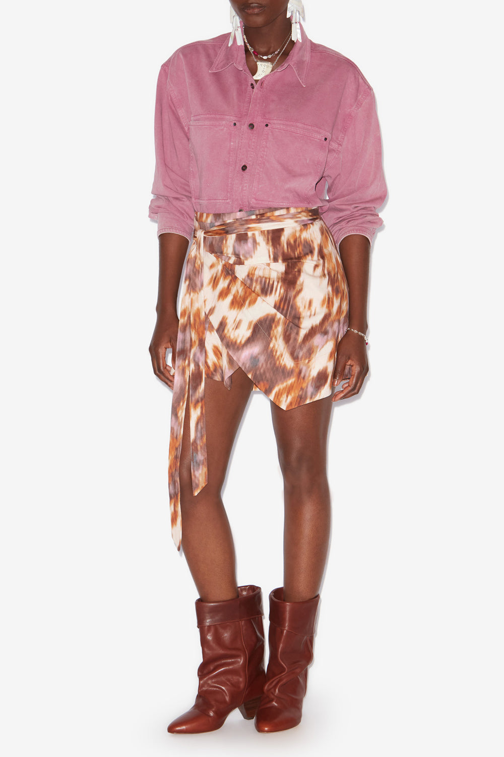 Berenice jersey mini wrap skirt - Ecru-ochre - Woman - 2