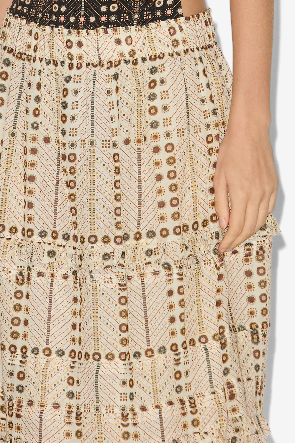 Diya long printed cotton voile skirt - Ecru - Woman - 3