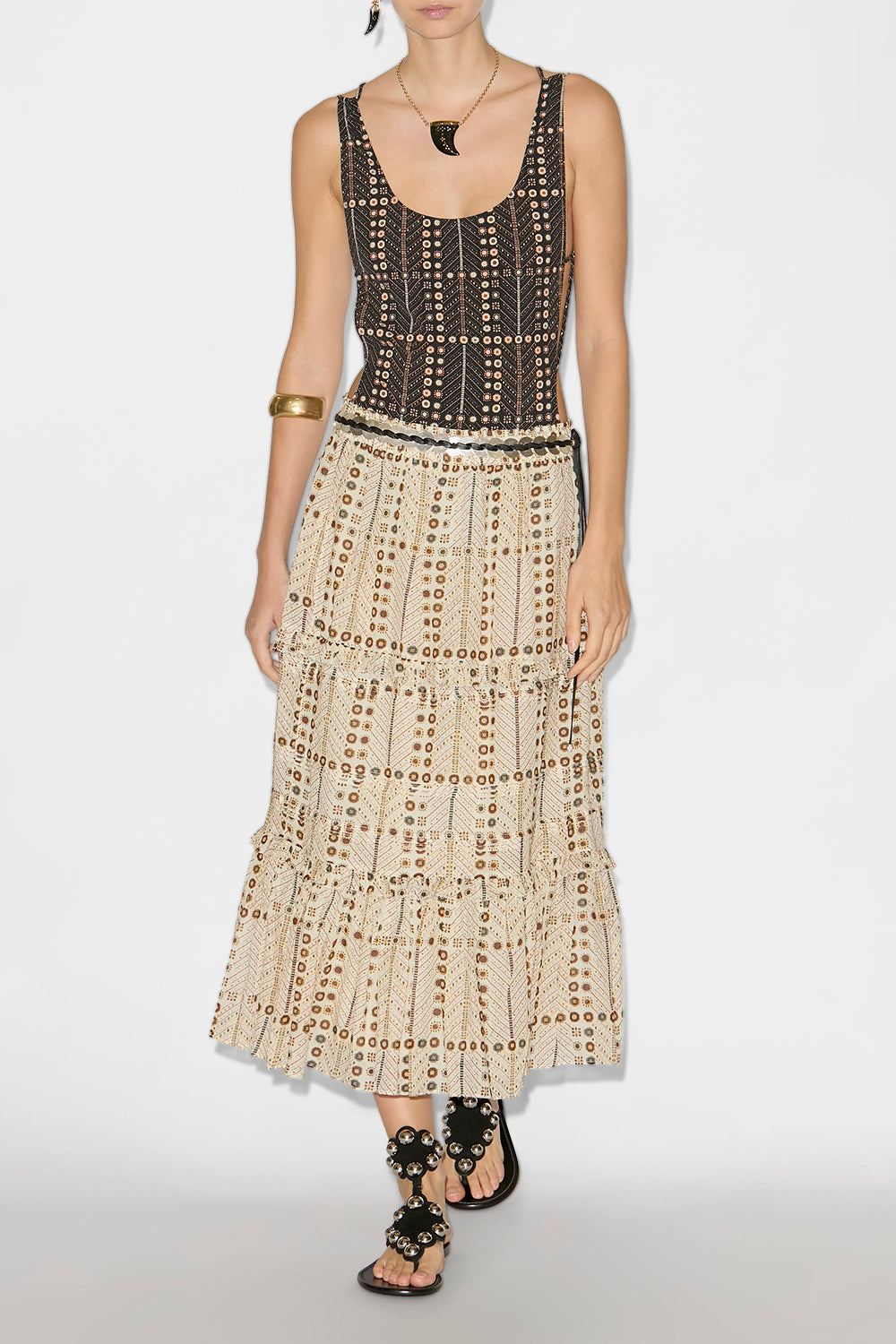 Diya long printed cotton voile skirt - Ecru - Woman - 2