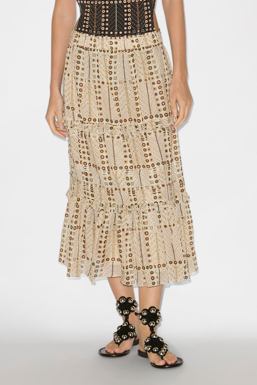 Diya long printed cotton voile skirt - Ecru - Woman - 4