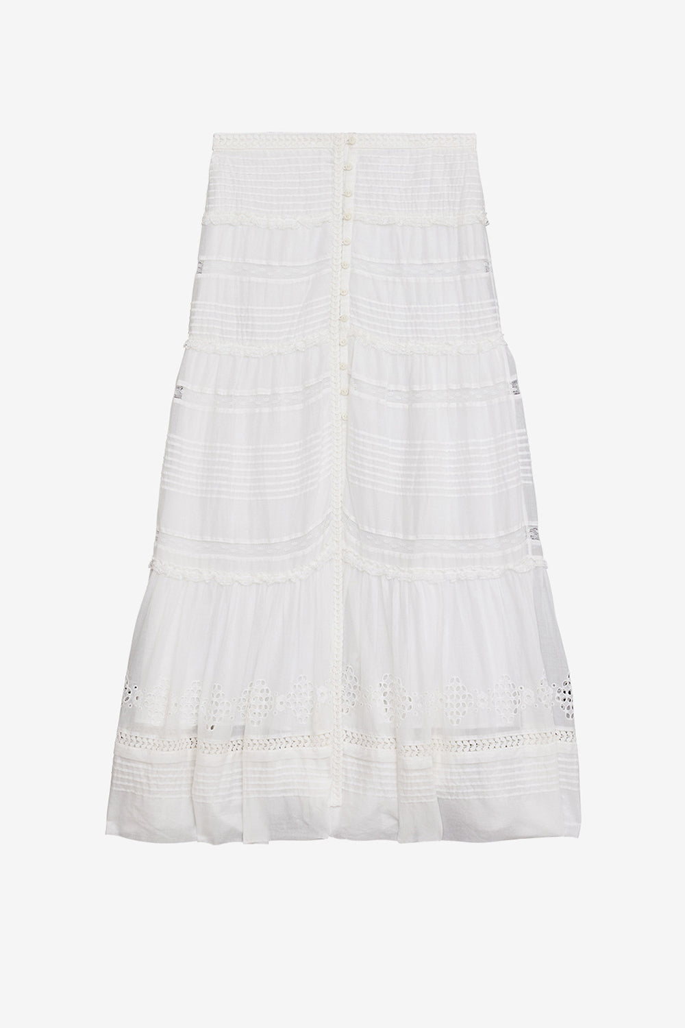 Dusta long elaborate cotton voile skirt - White - Woman - 1