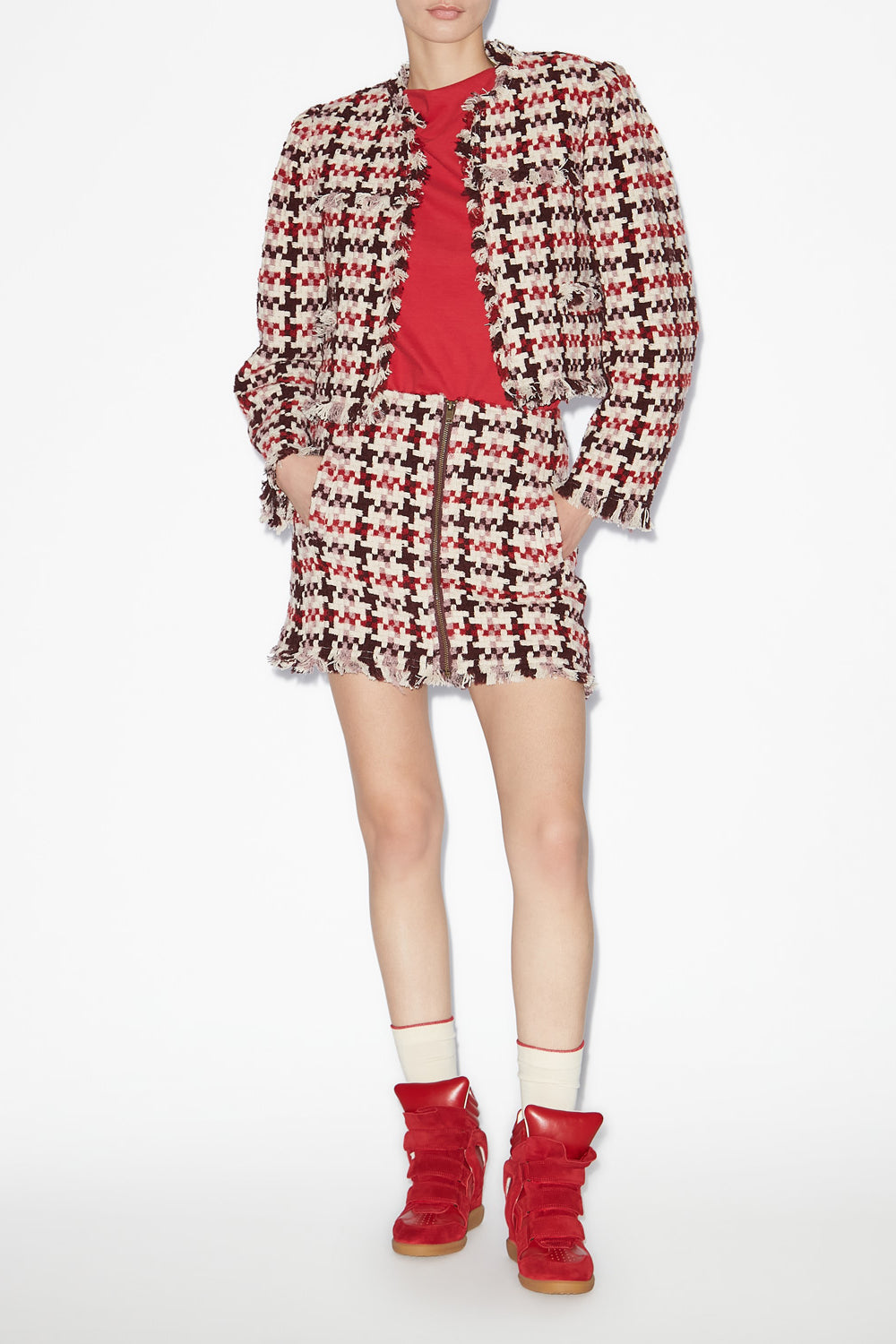 Akima short tweed skirt - Red-pink - Woman - 2