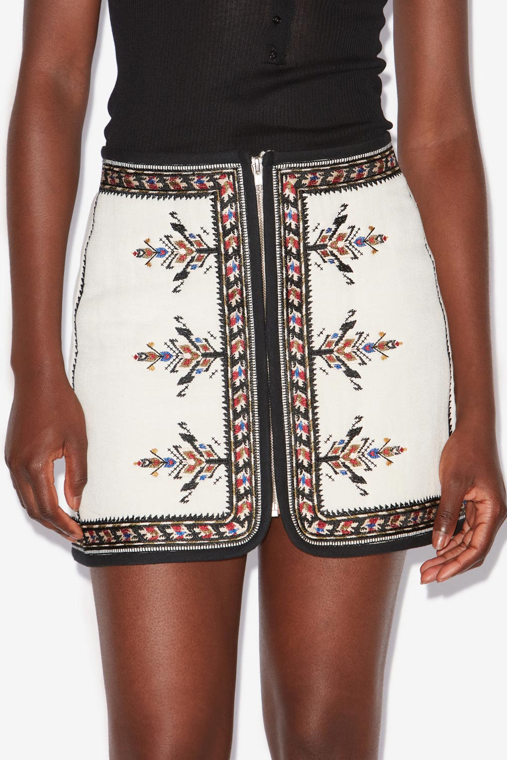 Zeria embroidered gauze mini skirt - Ecru - Woman - 4