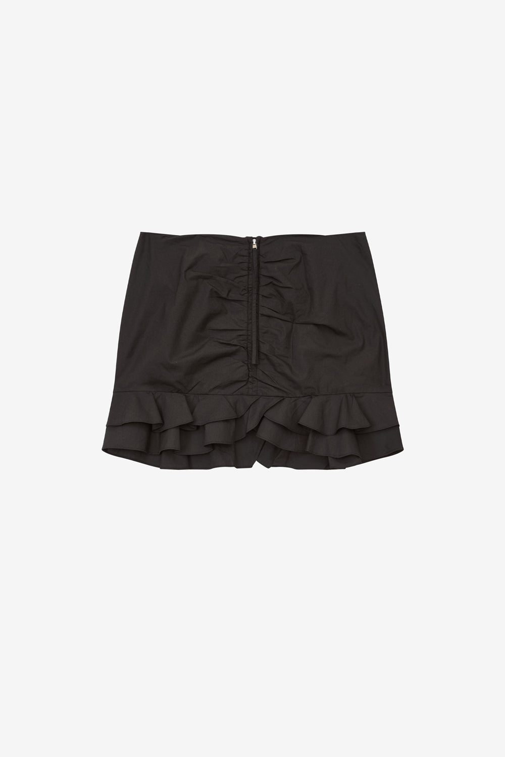 Breenea short zippered crisp cotton skirt - Black - Woman - 1