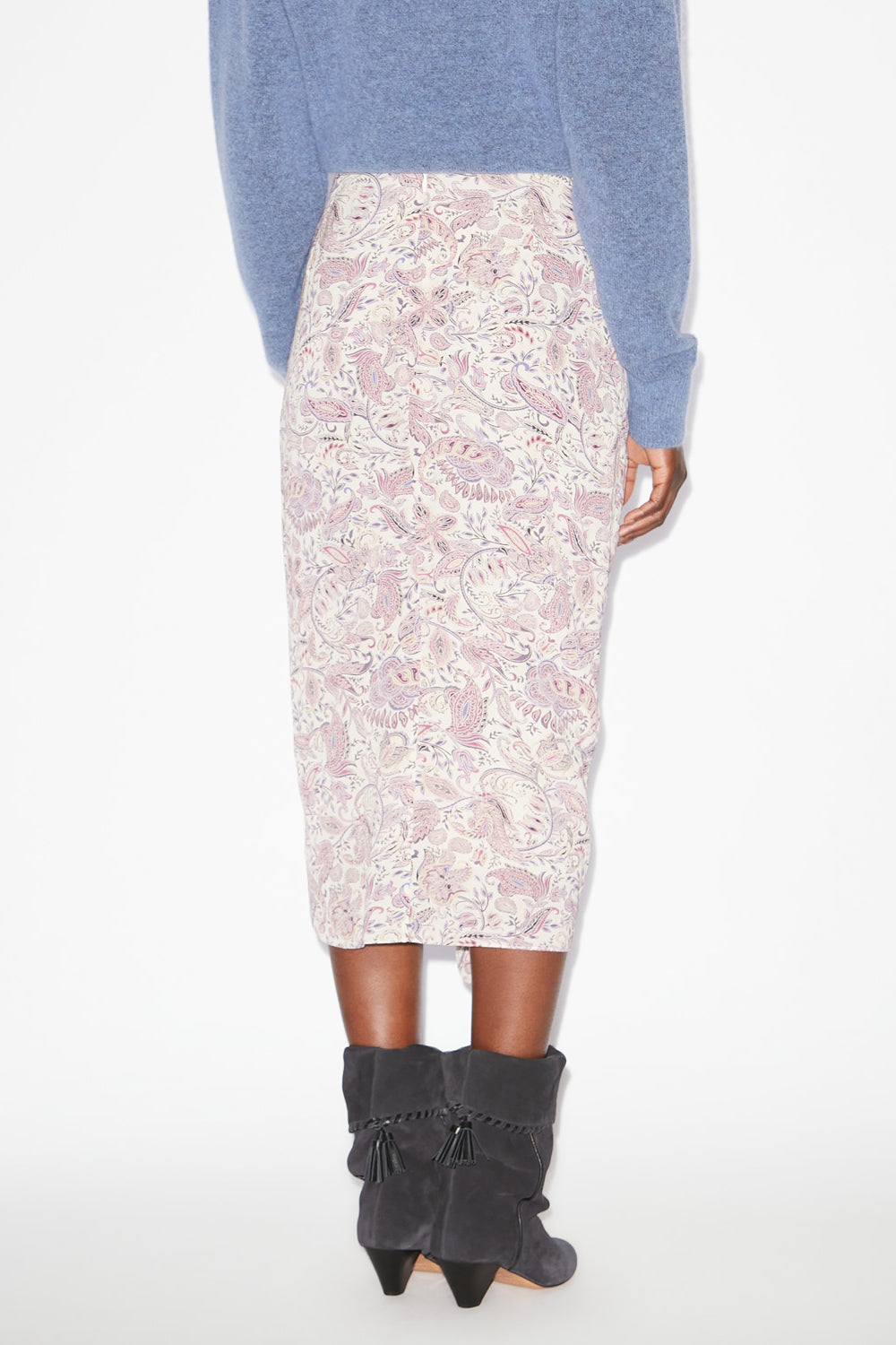 Zaine printed draped skirt - Ecru-purple - Woman - 5