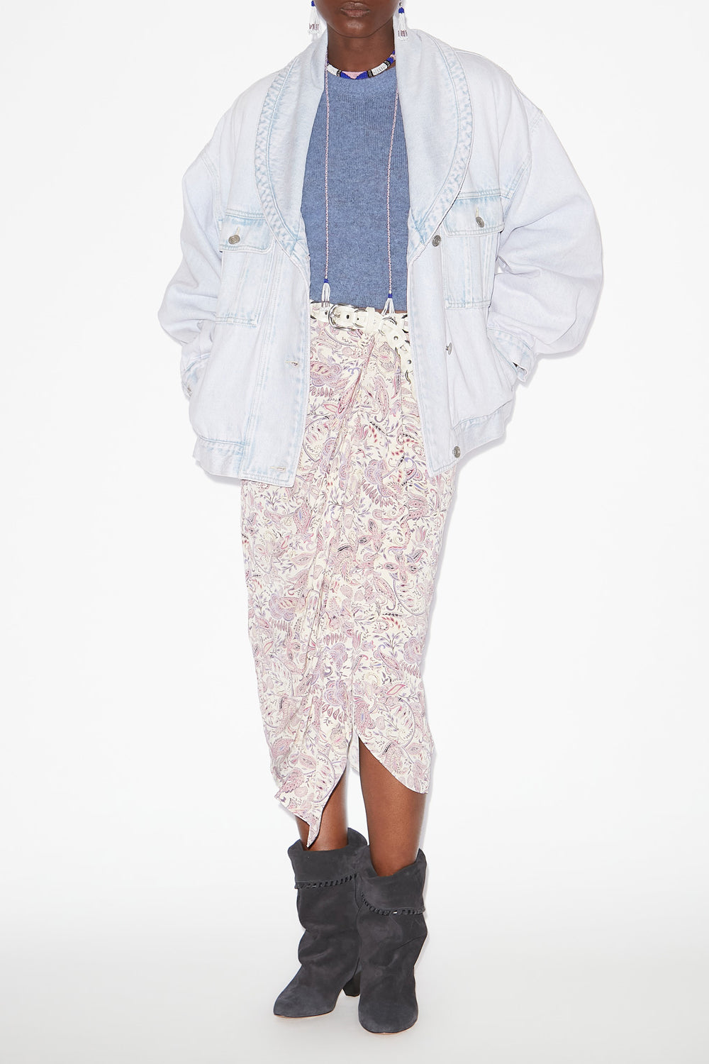 Zaine printed draped skirt - Ecru-purple - Woman - 2