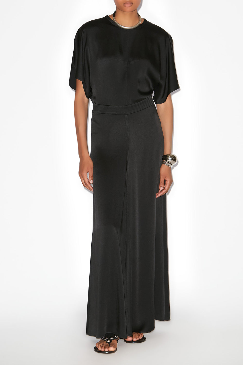 Kayana long satin skirt - Black - Woman - 2