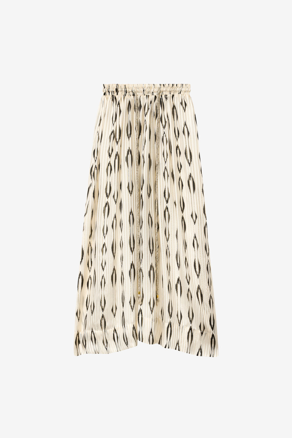 Samila long silk graphic pattern skirt - Ecru and black - Woman - 1