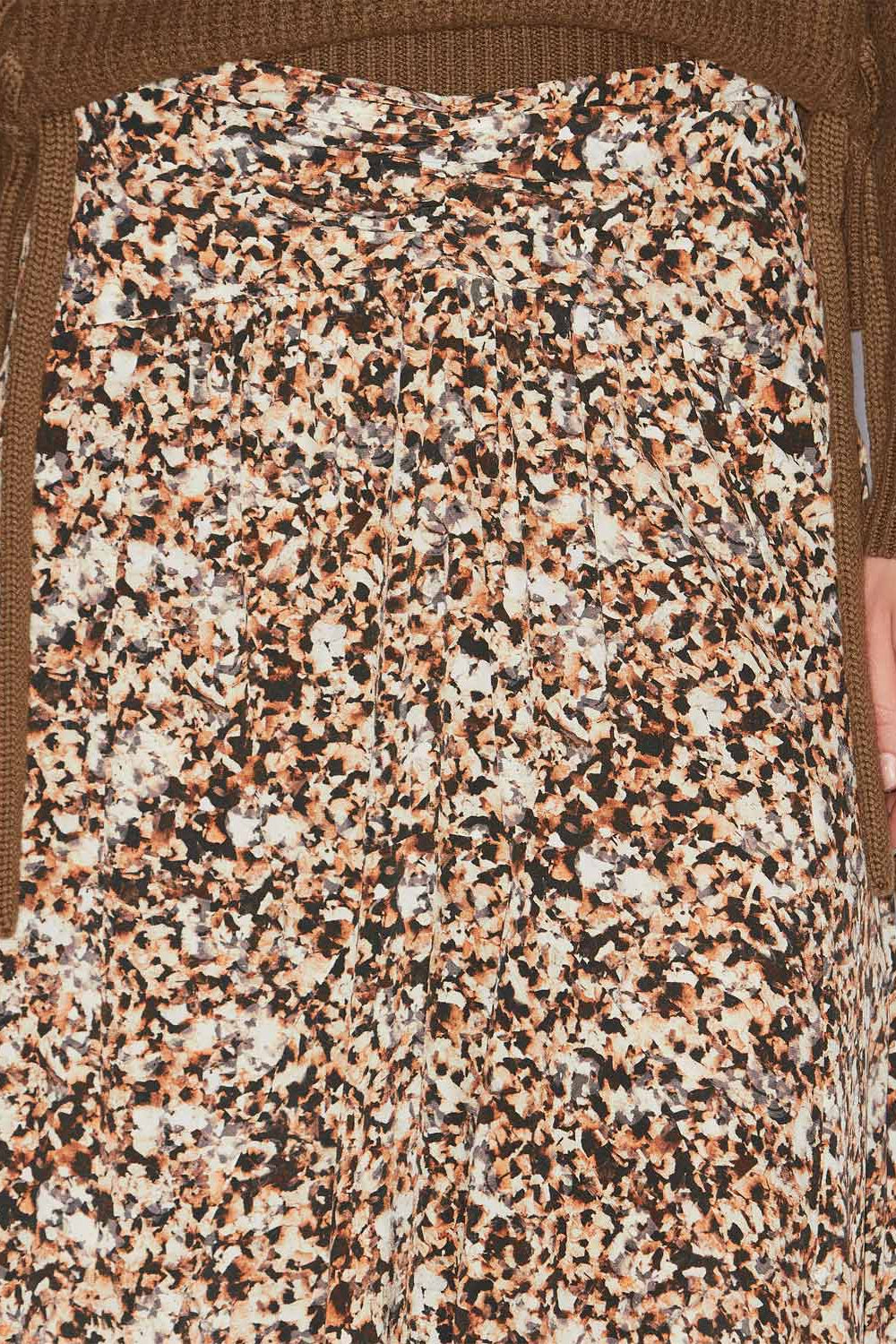 Olena printed silk midi skirt - Ochre-ecru - Woman - 3