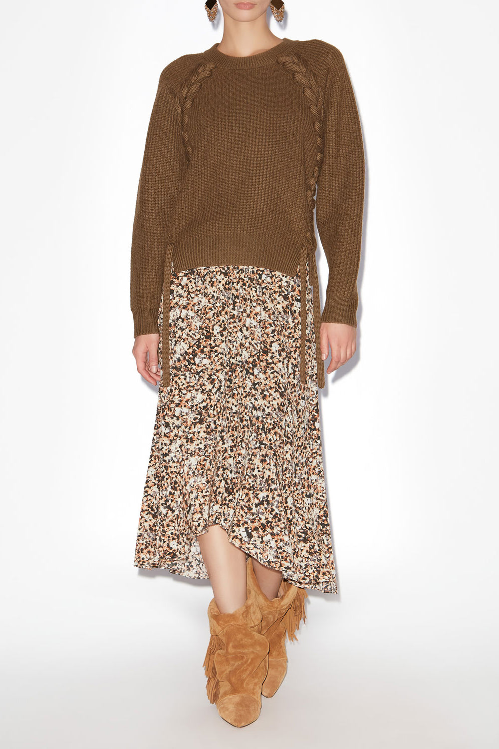 Olena printed silk midi skirt - Ochre-ecru - Woman - 2