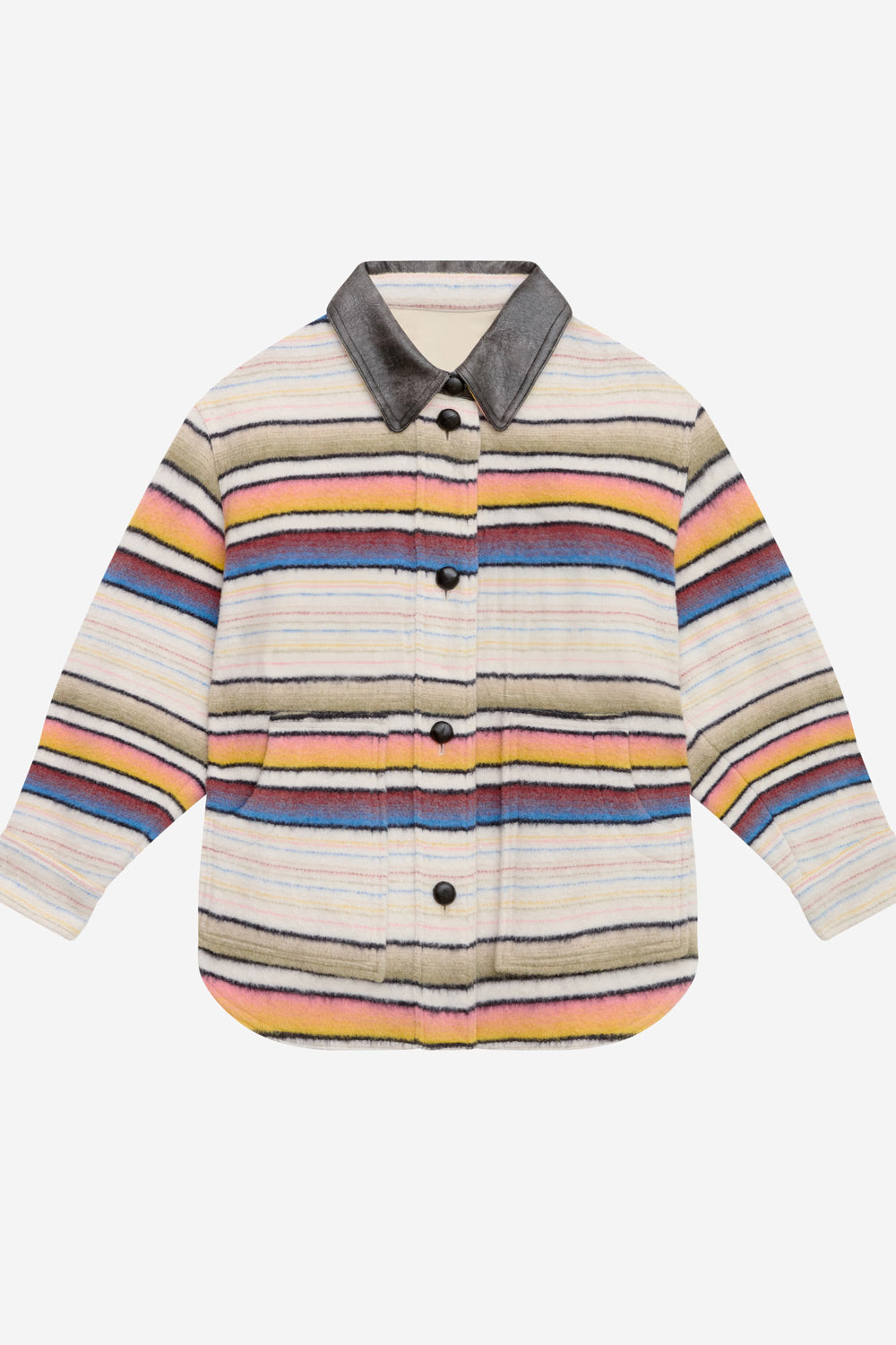 Dayvi striped wool overshirt coat - Multicolor - Woman - 1