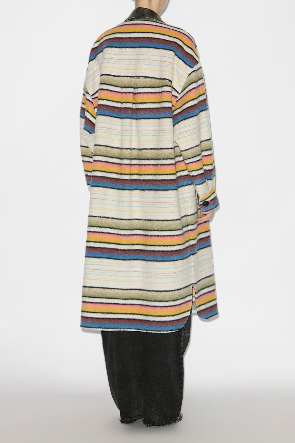 Djila long striped wool overshirt coat - Multicolor - Woman - 4