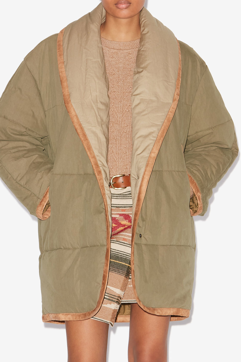 Gally quilted cotton down coat - Khaki - Woman - 4