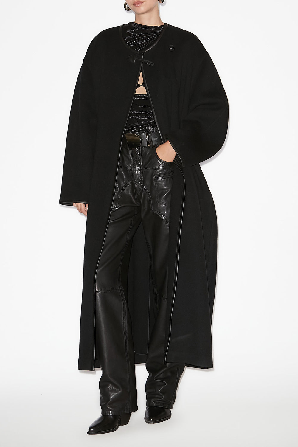 Elza classic wool and cashmere coat - Black - Woman - 2