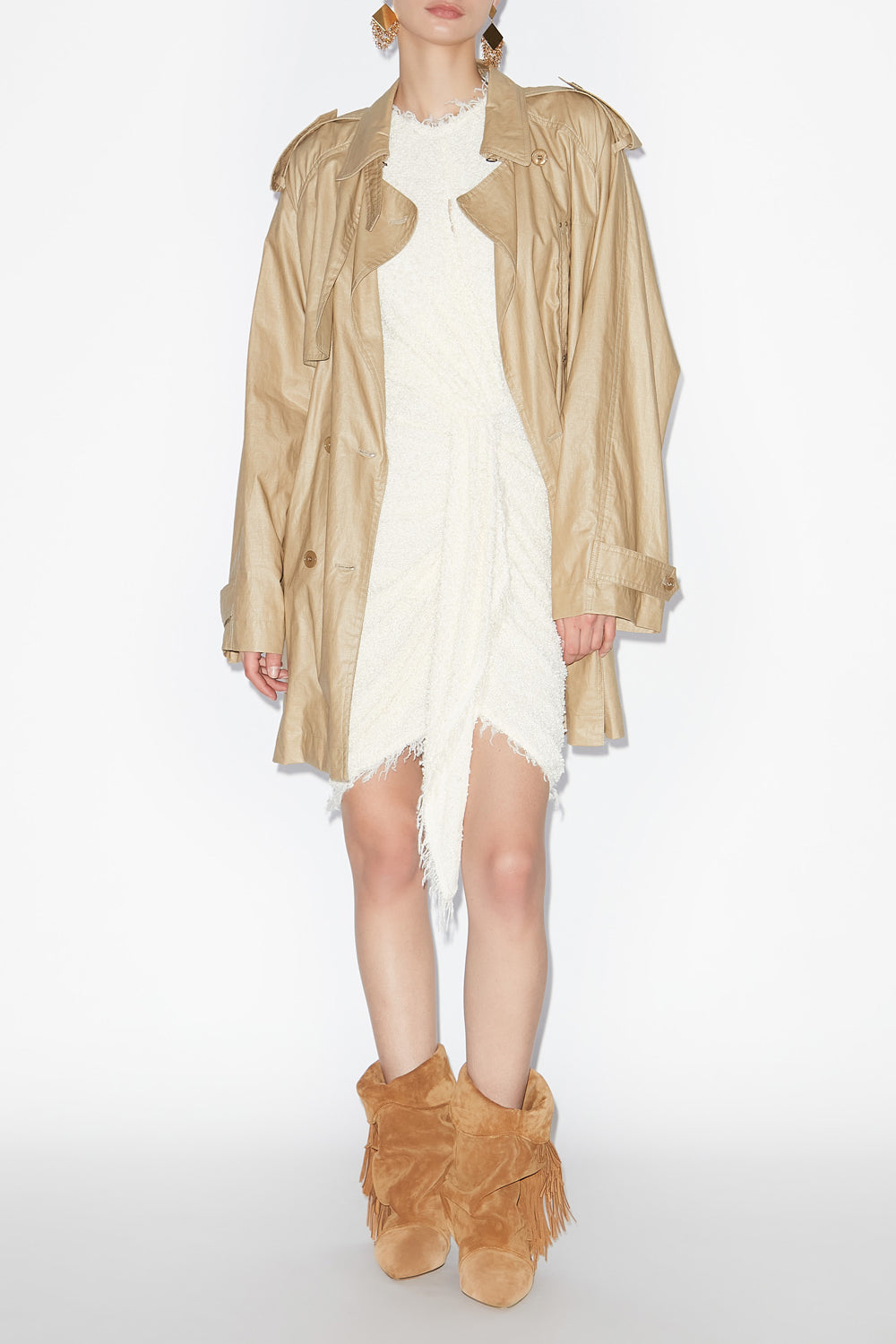 Franny coated linen trench coat - Beige - Woman - 2