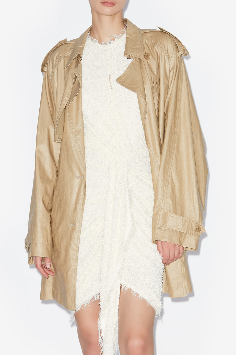 Franny coated linen trench coat - Beige - Woman - 4