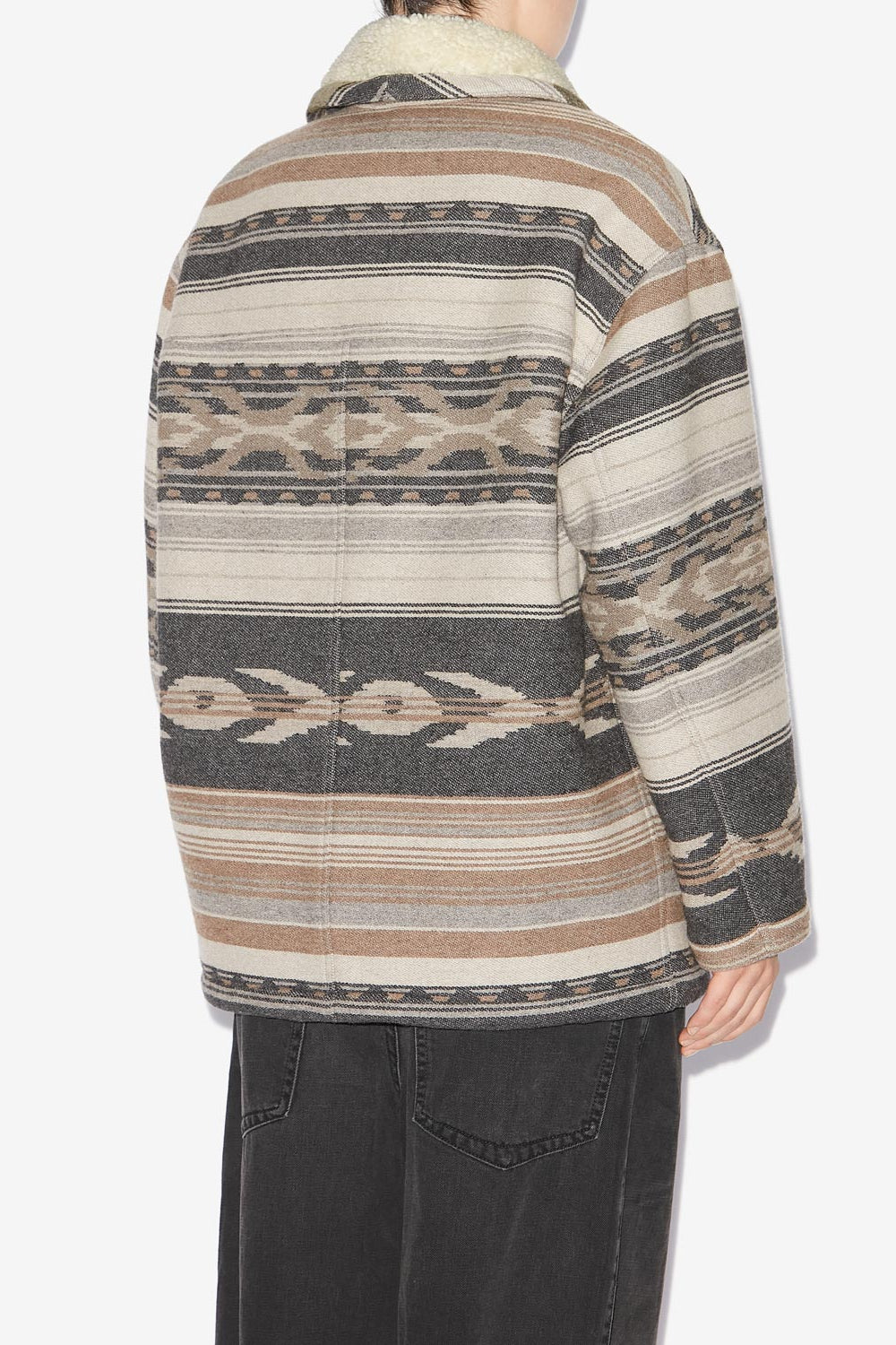 Dorcas wool graphic pattern coat - Black - Woman - 5