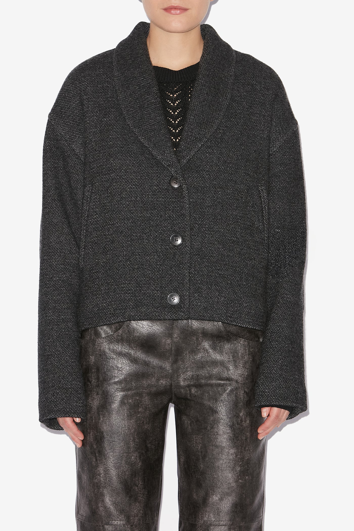 Lanna short virgin wool coat - Anthracite - Woman - 4