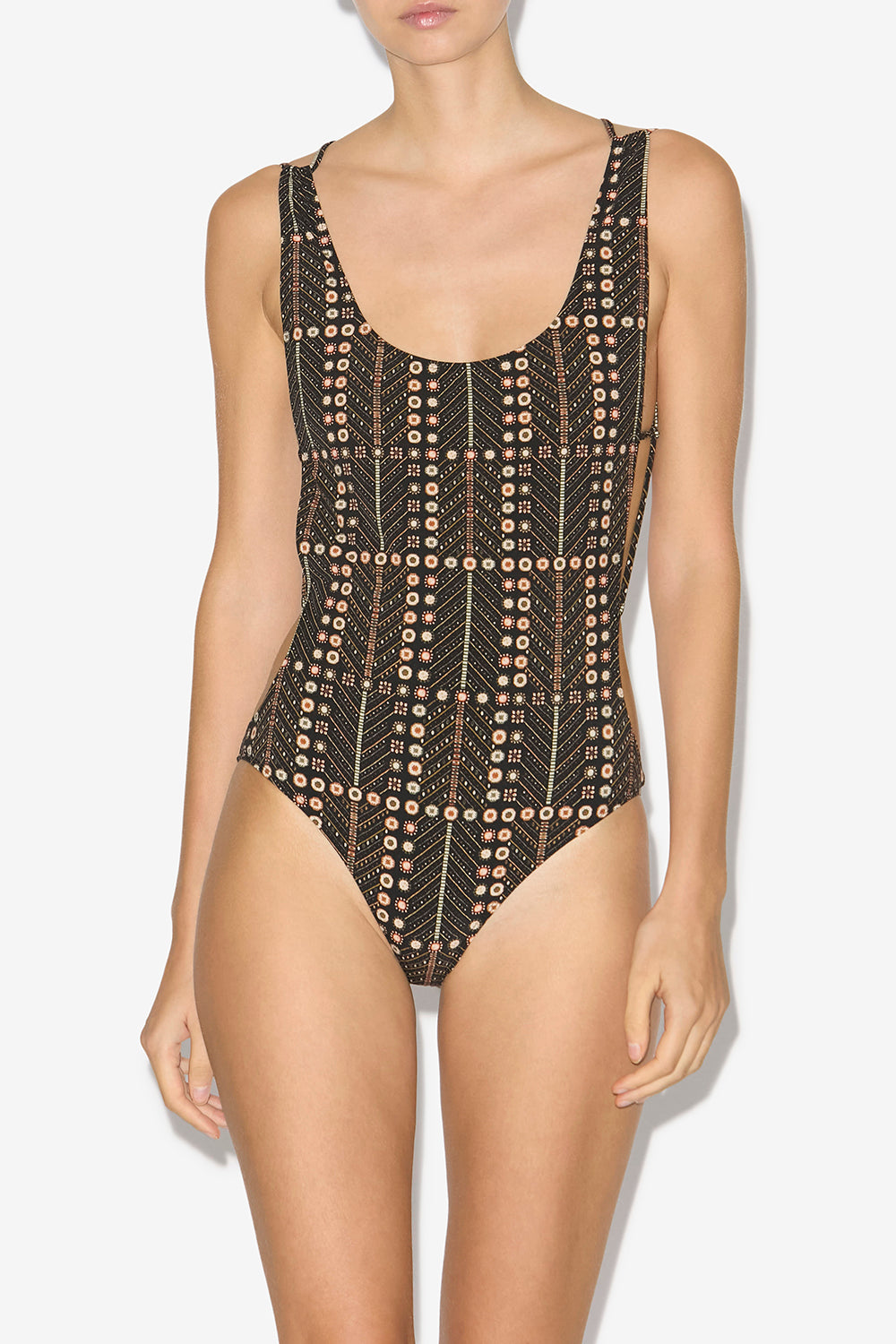 Tenisia printed one-piece swimsuit - Black - Woman - 4