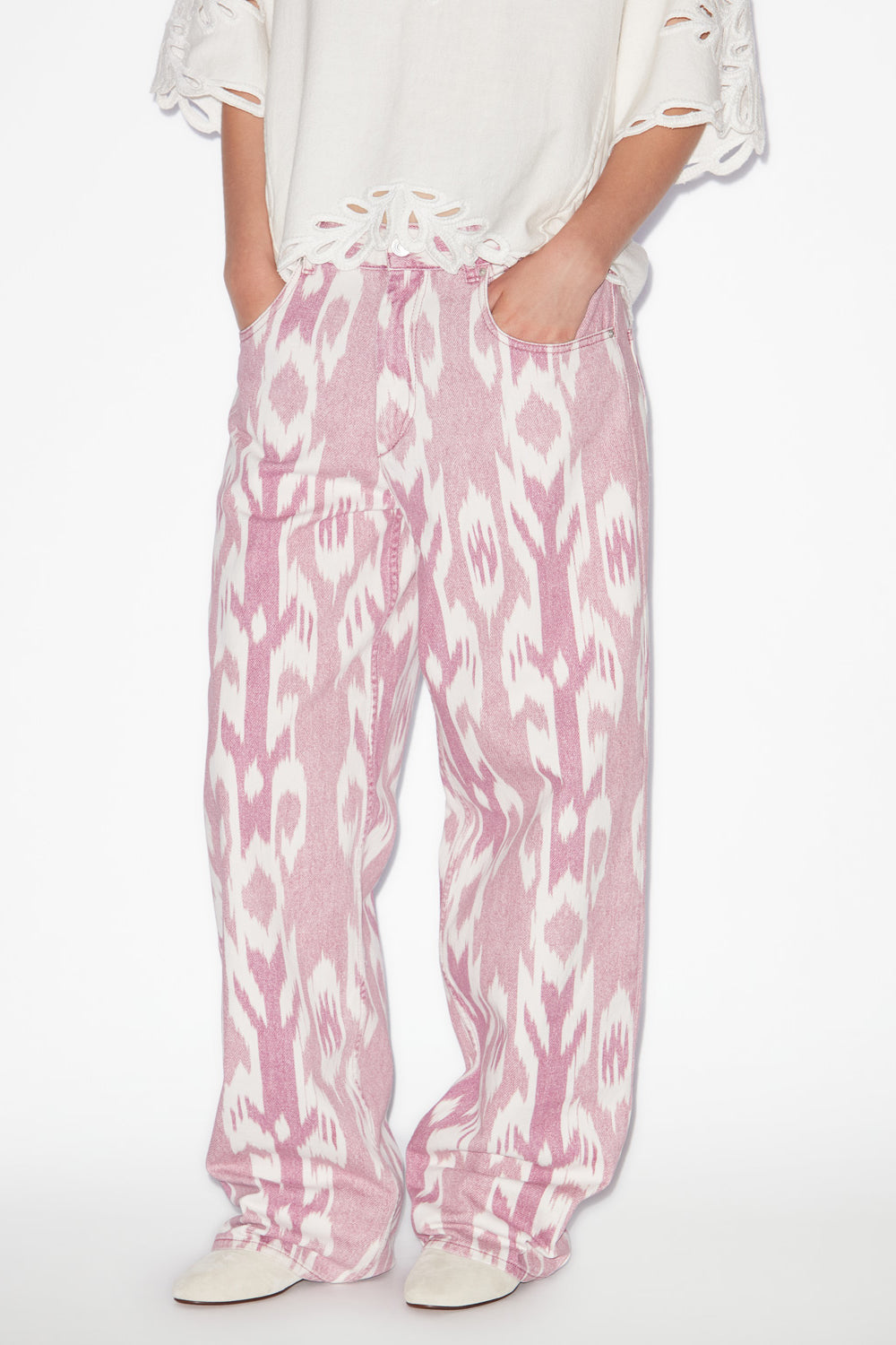 Joanny loose fit denim ikat print jeans - Pink - Woman - 4