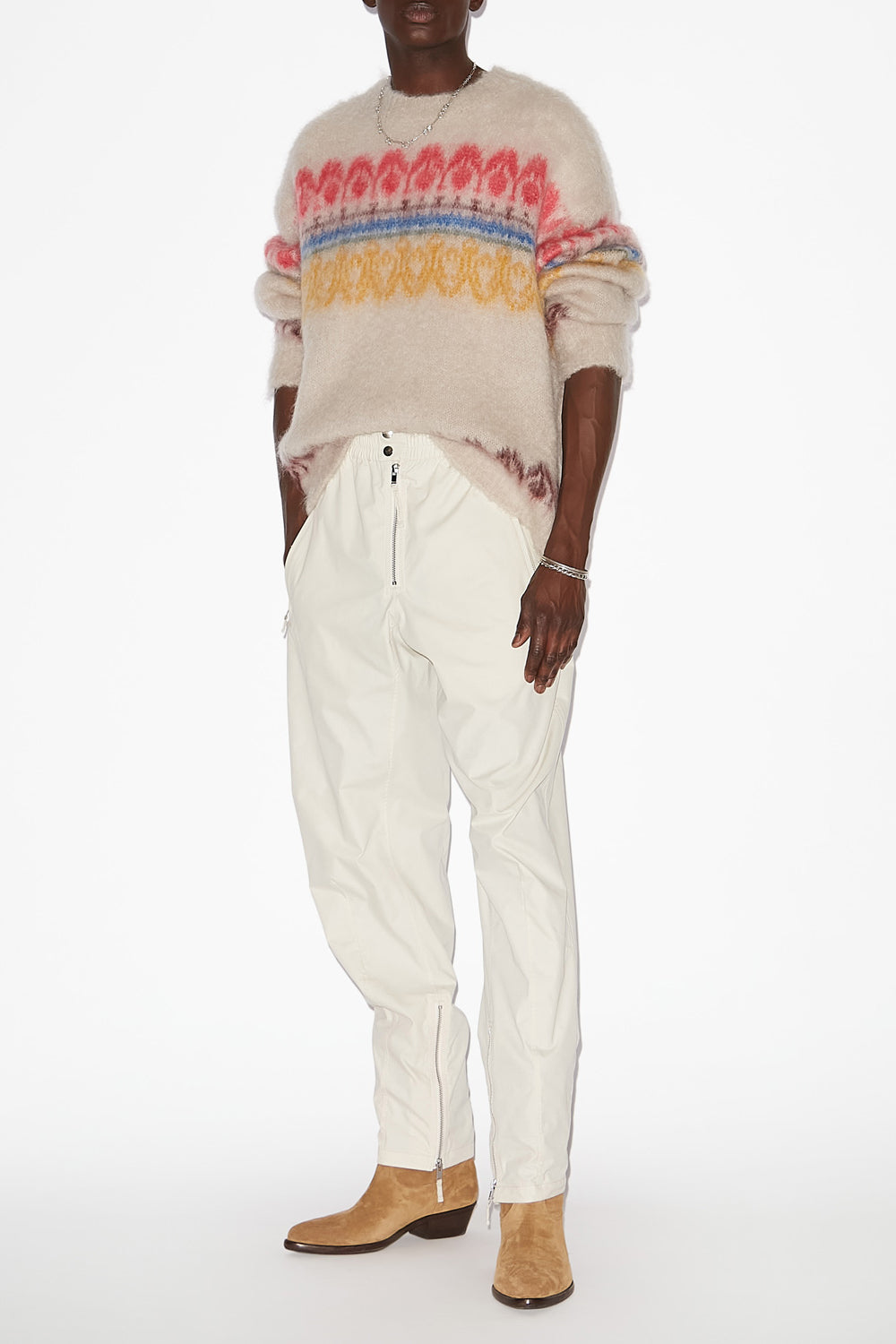 Pantaloni yilsen con cerniere - Ecru - Man - 2