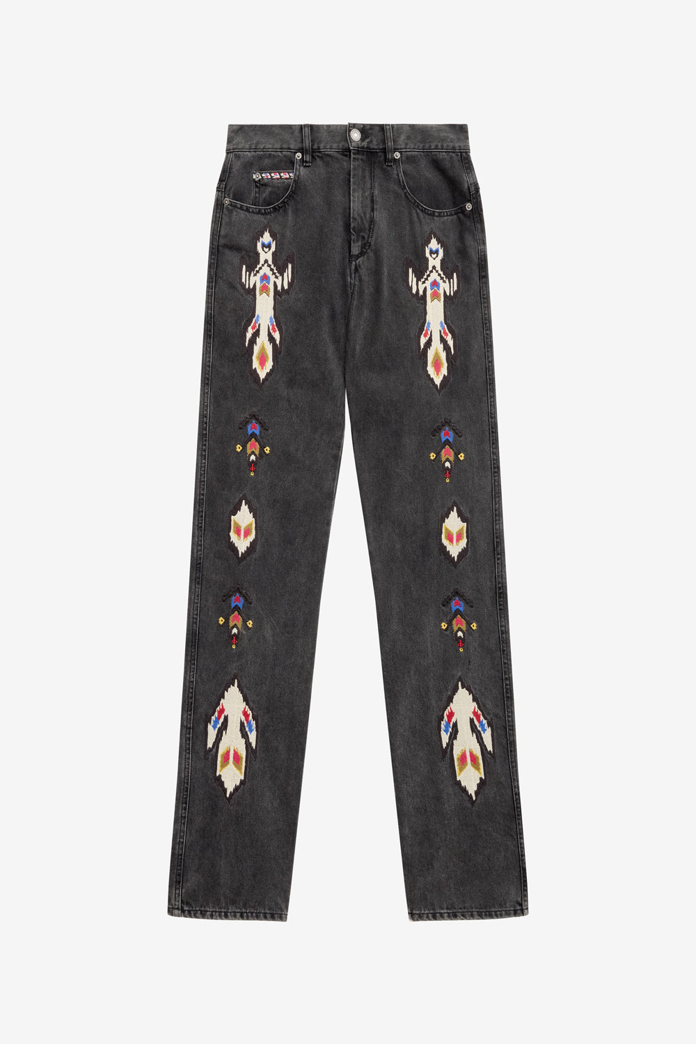 Jean lewys en denim brodé - Gris foncé - Man - 1