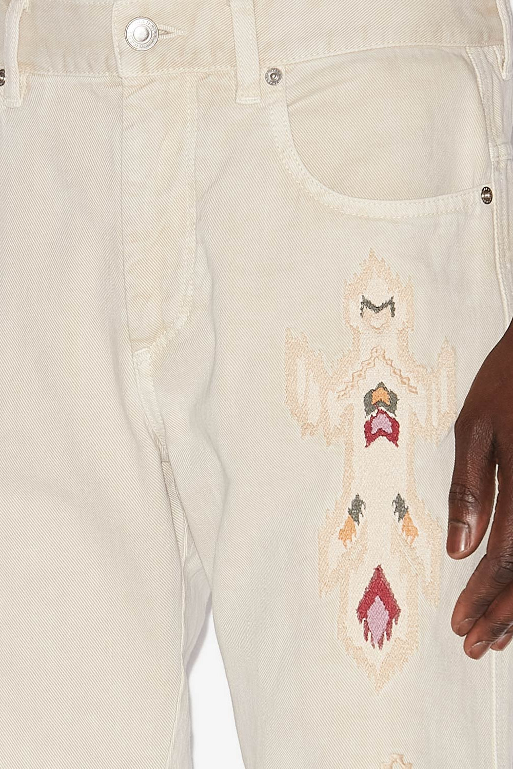 Jean lewys en denim brodé - Écru - Man - 2