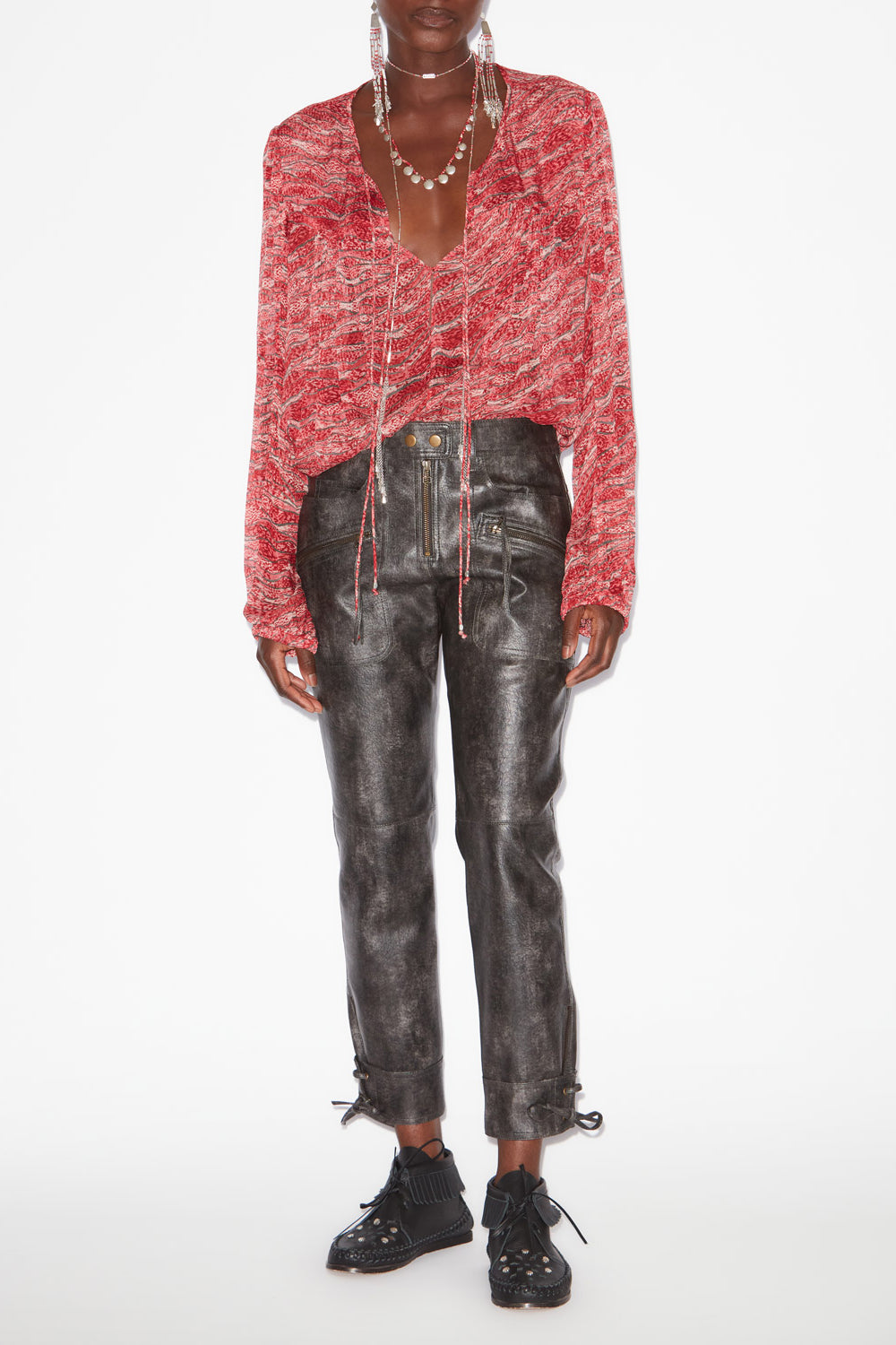 Pantalon slim cindy en faux cuir - Noir délavé - Woman - 2