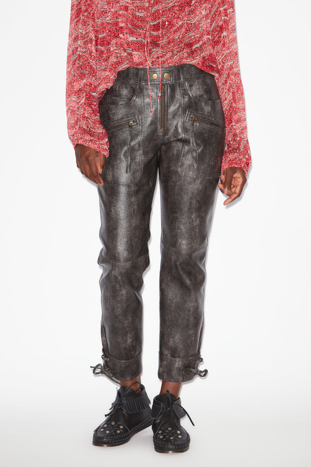 Pantalon slim cindy en faux cuir - Noir délavé - Woman - 4