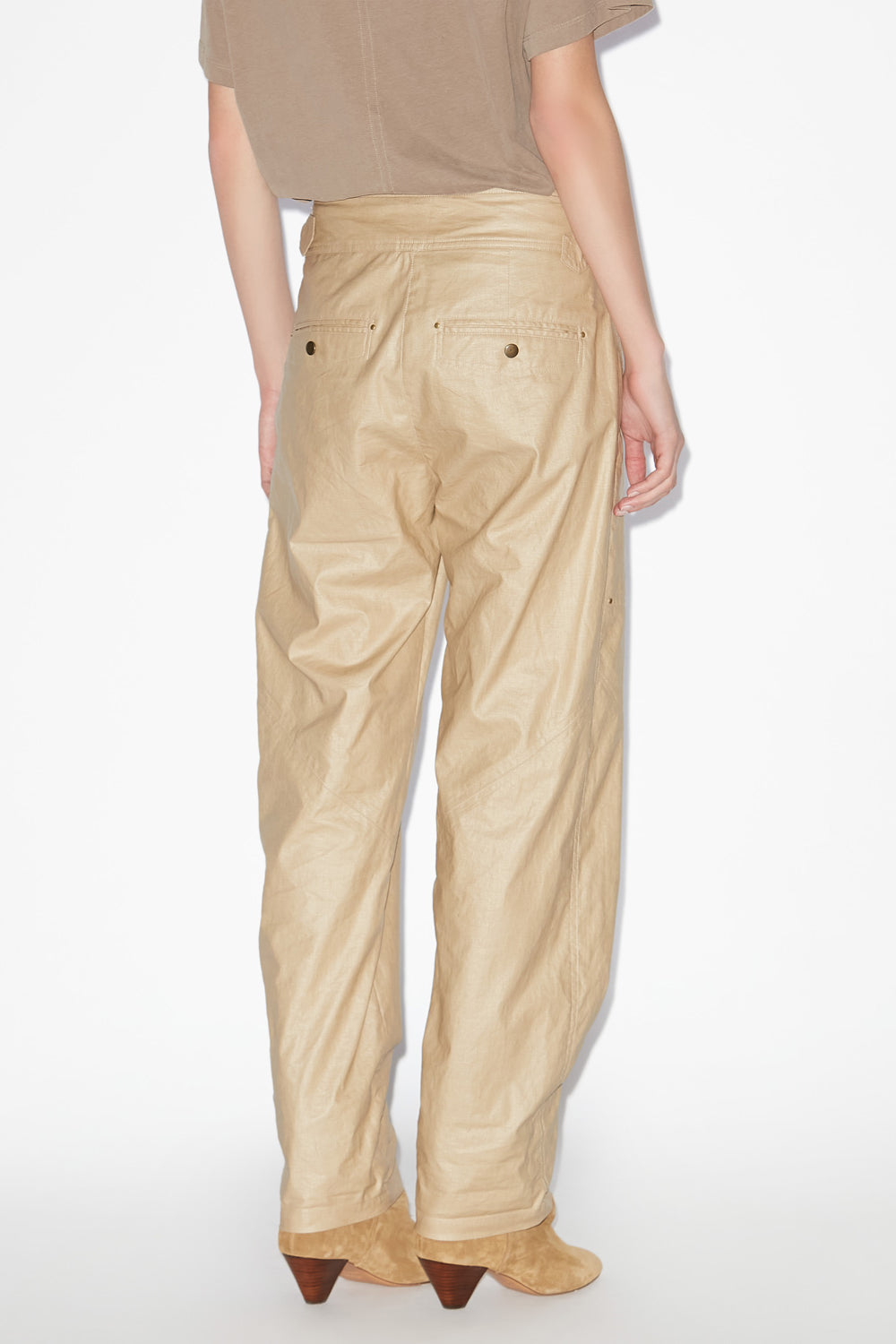 Fidji straight-leg coated linen pants - Beige - Woman - 5