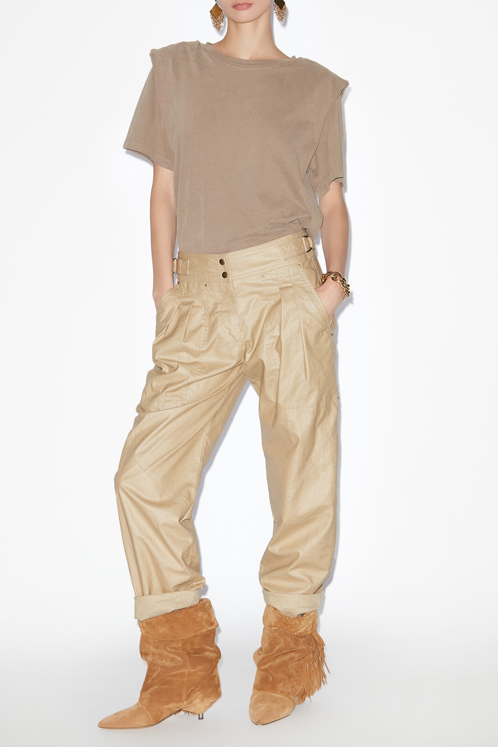 Fidji straight-leg coated linen pants - Beige - Woman - 2