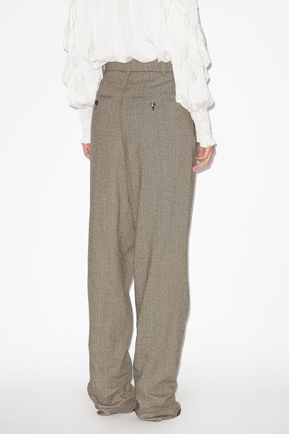 Pantalon tailleur à plis iwena motif prince-de-galles - Noir et écru - Woman - 5