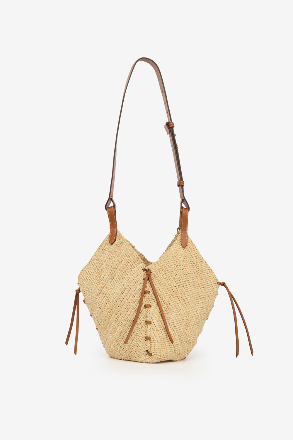Tampa mini raffia shoulder bag - Natural and cognac - Woman - 2