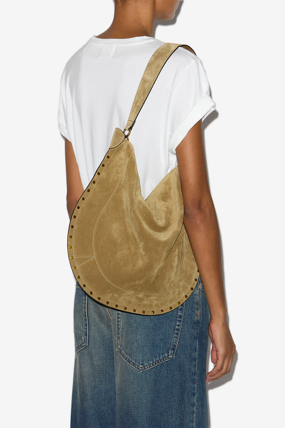 Oskan hobo soft suede calfskin leather bag - Taupe - Woman - 2