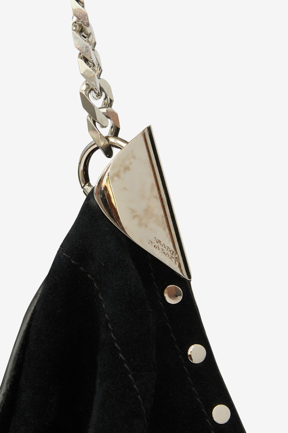 Sac porté épaule oskan tassel en cuir de veau velours - Noir et argenté - Woman - 4