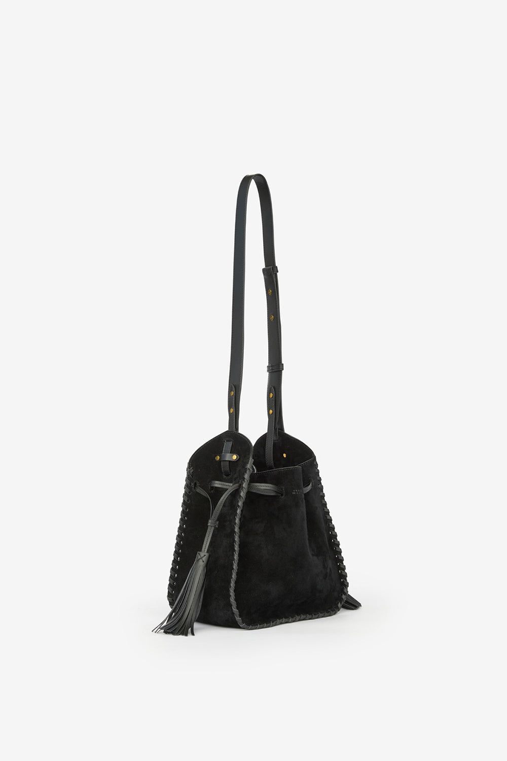 Borsa silao in pelle di vitello scamosciata intrecciata - Nero - Woman - 1