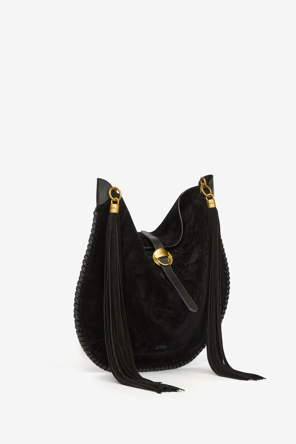 Sac oskan hobo folk en cuir de veau velours tressé - Noir - Woman - 5